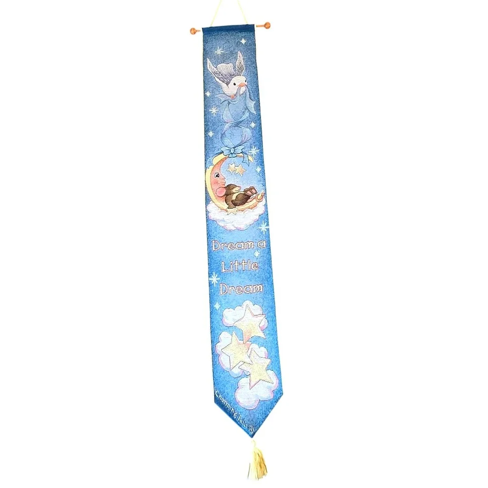 Fitz Floyd Moon Stars Dream Little Dream Bell Pull Tapestry Wall Hanging Nursery